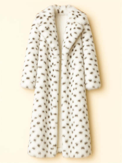 Women's Winter Warm Leopard Print Faux Fur Long Cardigan Coats