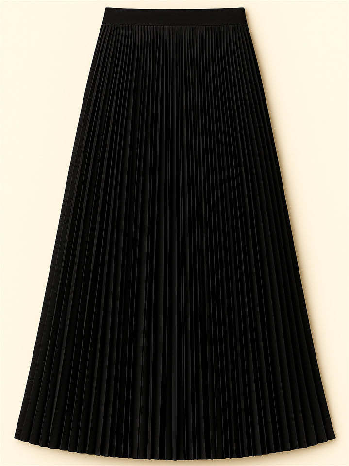 Women's Solid Color Mid-waist Pleated Big Hem A-Line Skirts