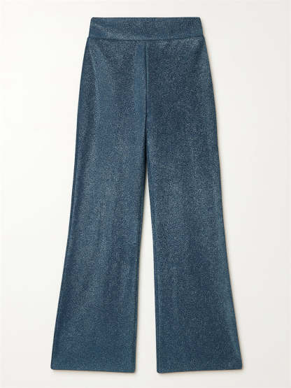 High Waist Bling Solid Color Wide Leg Pants for Women