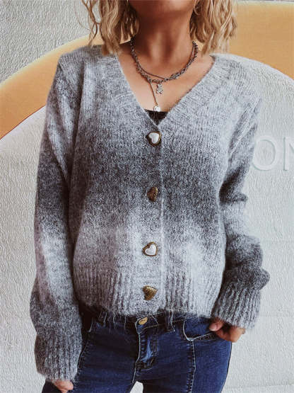 Trendy Gradient Color Long Sleeve Cardigan Sweaters for Women