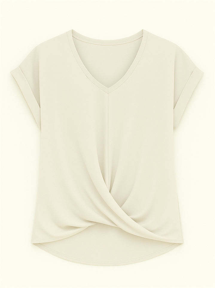 Women's Summer V Neck Simple Solid Color Short Sleeve T-Shirts