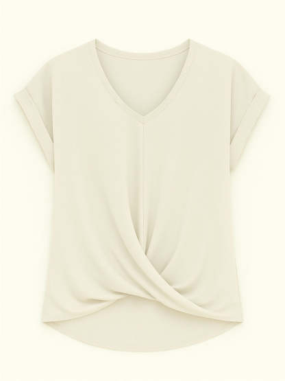 Women's Summer V Neck Simple Solid Color Short Sleeve T-Shirts