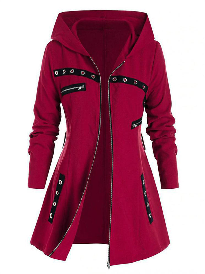 Women's Classic Autumn Belted Pockets Mid Length Hooded Coats