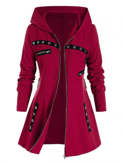 Women's Classic Autumn Belted Pockets Mid Length Hooded Coats