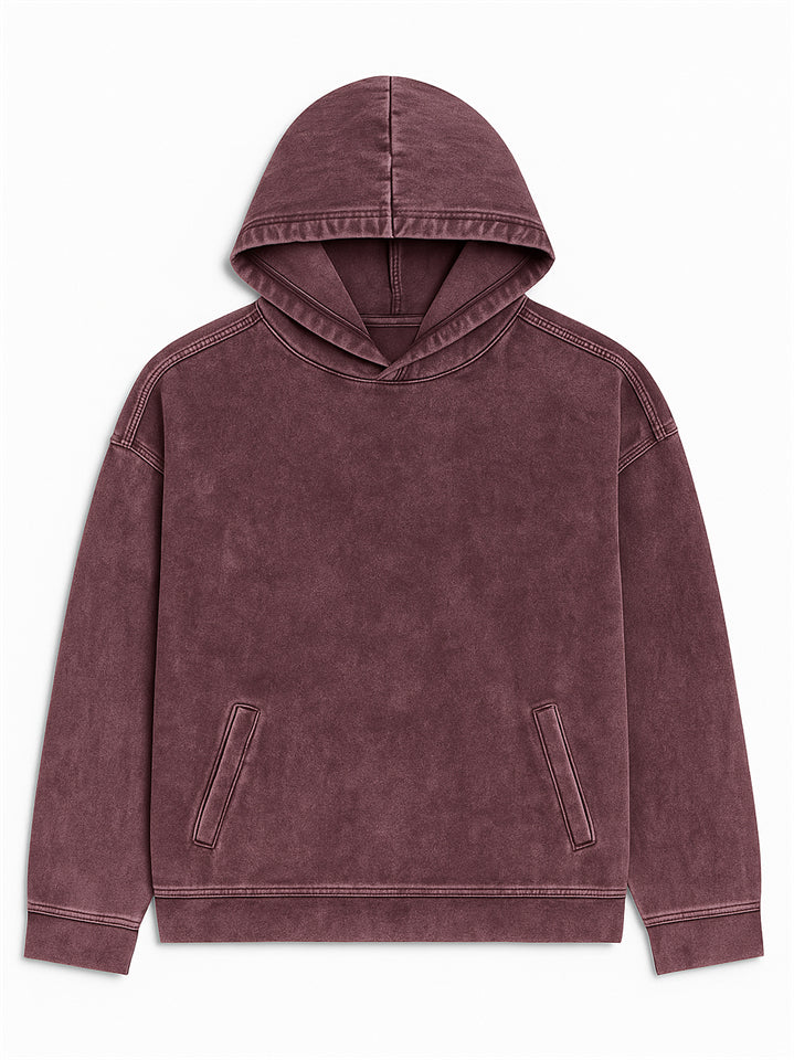 Women's Casual Solid Color Front Pockets Denim Hoodie