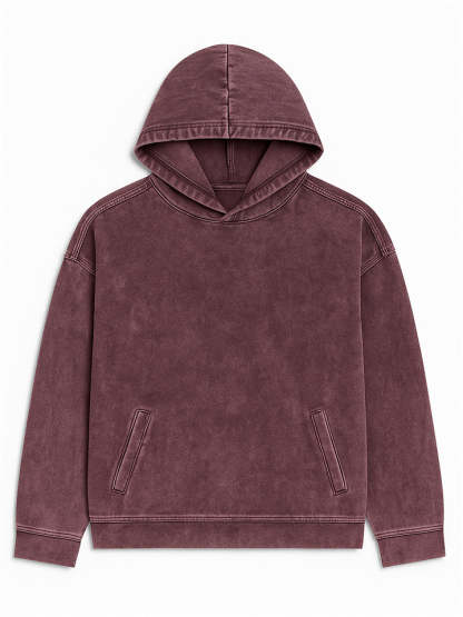 Women's Casual Solid Color Front Pockets Denim Hoodie