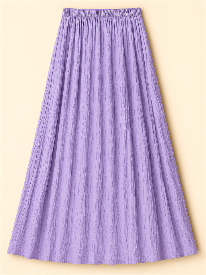 Women's Vintage Solid Color Oversized A-line Wrinkled Skirts