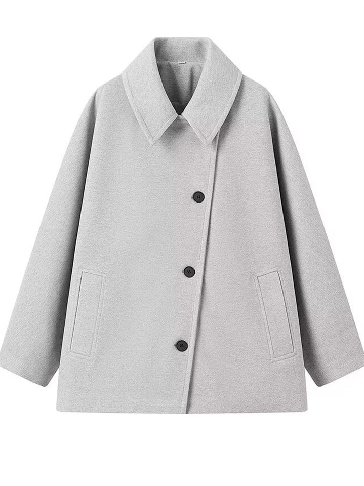 Winter Solid Color Single Breasted Raglan Sleeve Coat for Women