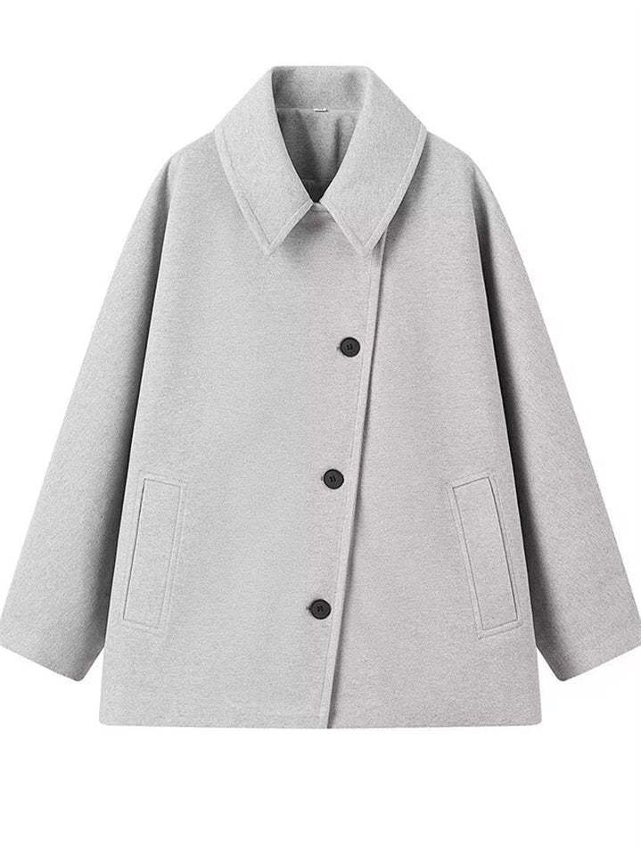Winter Solid Color Single Breasted Raglan Sleeve Coat for Women
