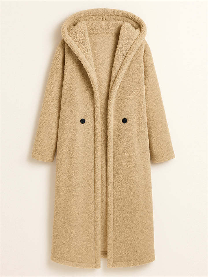 Women's Winter Solid Color Single Breasted Hooded Cardigan Coats