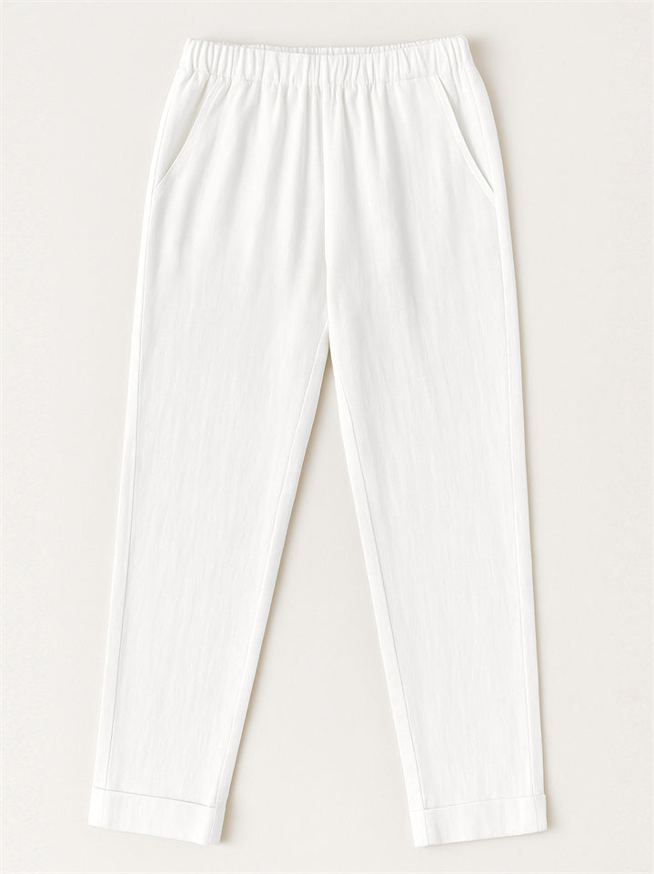 Summer Causal Solid Color Comfy Staight Leg Pants for Women