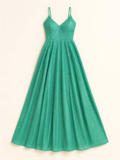 Women's High Waist Backless Shining Strappy Prom Dress