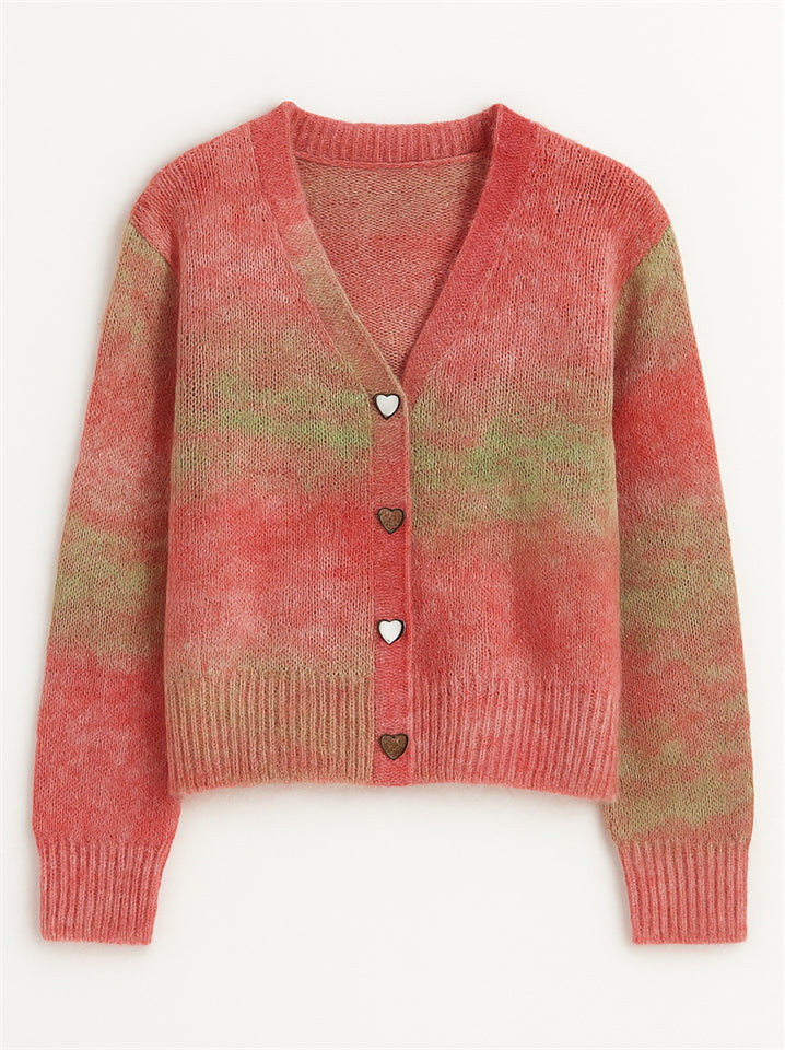 Trendy Gradient Color Long Sleeve Cardigan Sweaters for Women