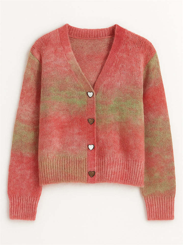 Trendy Gradient Color Long Sleeve Cardigan Sweaters for Women