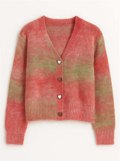 Trendy Gradient Color Long Sleeve Cardigan Sweaters for Women