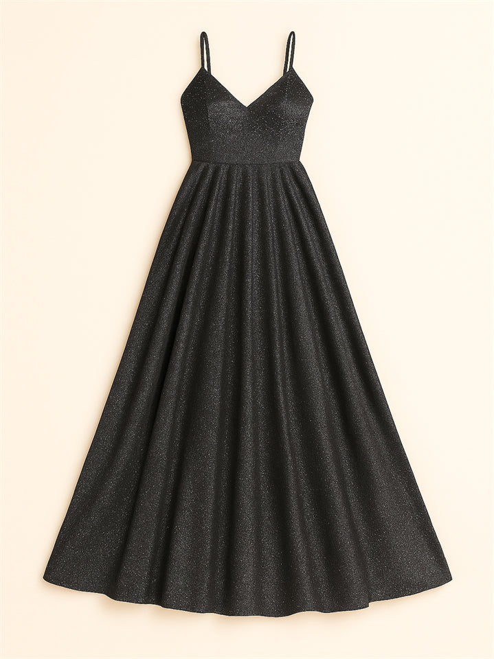 Women's High Waist Backless Shining Strappy Prom Dress