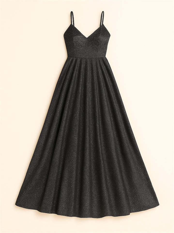 Women's High Waist Backless Shining Strappy Prom Dress