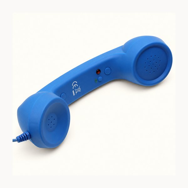Blue retro telephone handset