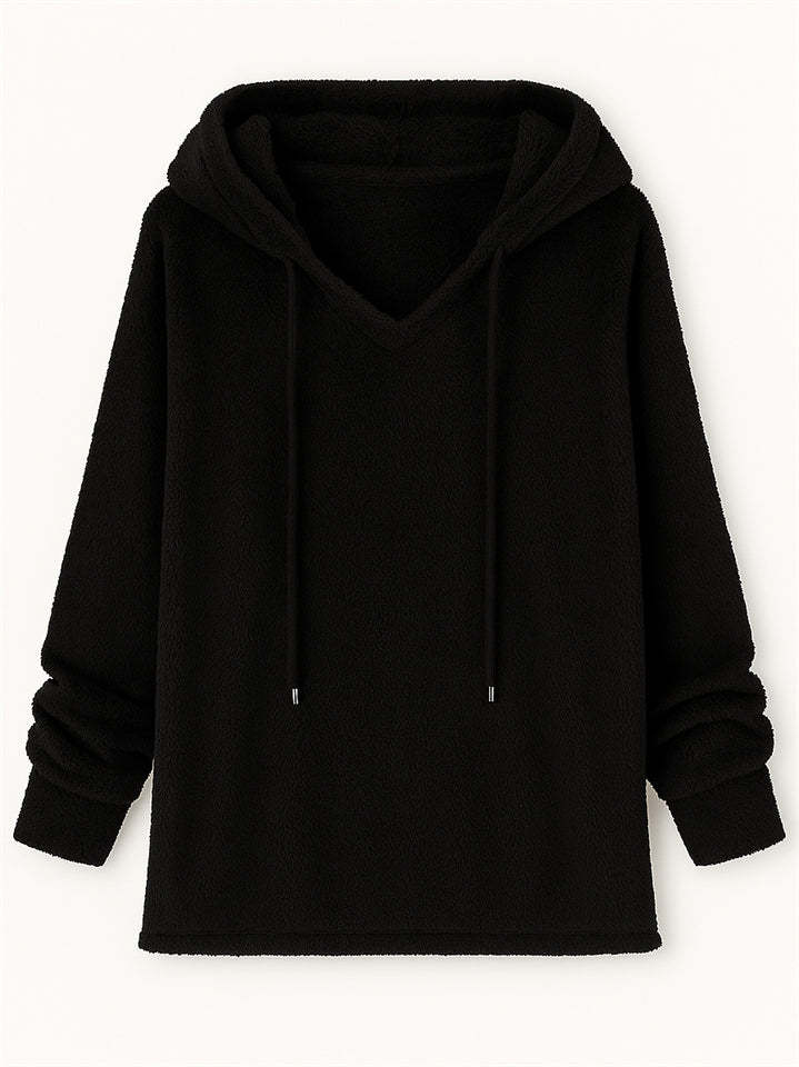 Women's Autumn Solid Color Fleece Pullover Long Sleeve Hoodie