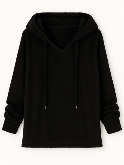 Women's Autumn Solid Color Fleece Pullover Long Sleeve Hoodie