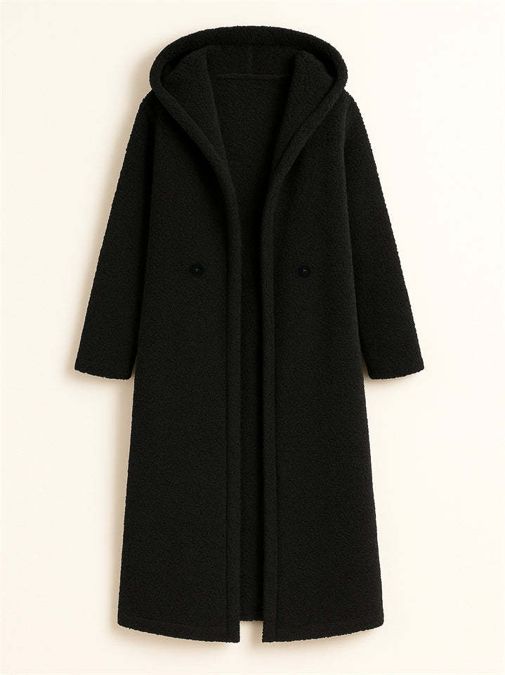 Women's Winter Solid Color Single Breasted Hooded Cardigan Coats