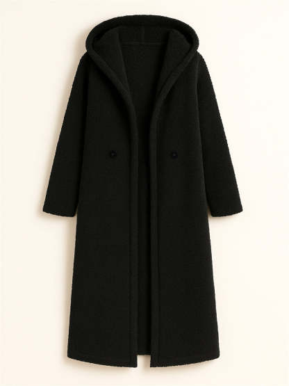 Women's Winter Solid Color Single Breasted Hooded Cardigan Coats