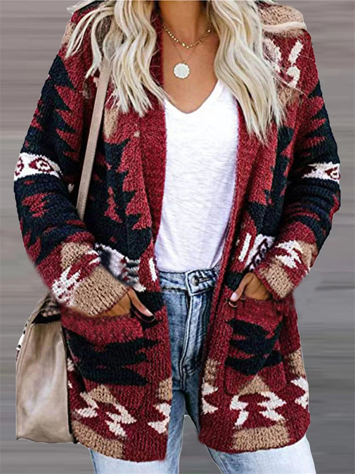 Women's Holiday Style Printed Long Sleeve Cardigan Sweaters