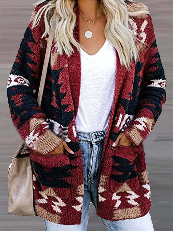 Women's Holiday Style Printed Long Sleeve Cardigan Sweaters