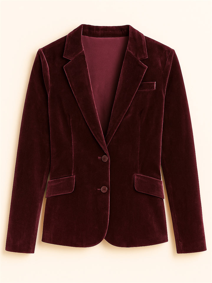 Women's Vintage Solid Color Velvet Lapel Single Breasted Blazer