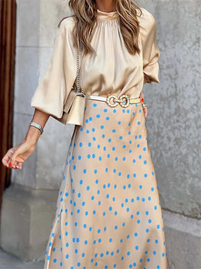 Ladies' Summer Elegant Polka Dot Print  A-Line Ankle Length Skirts