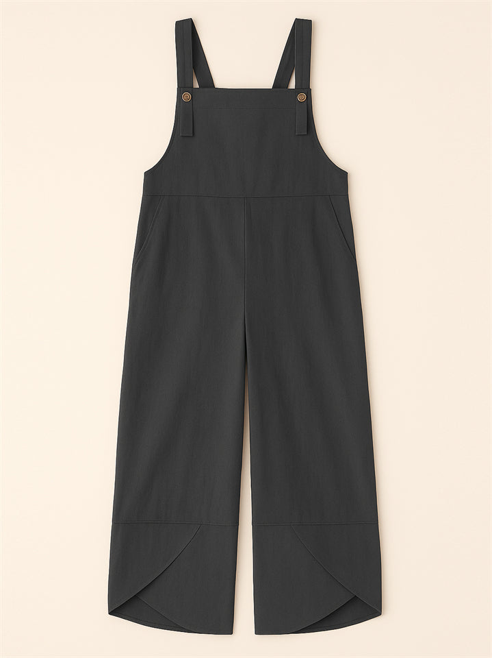 Women's Casual Solid Color Strap Dungarees Overall Cropped Jumpsuits