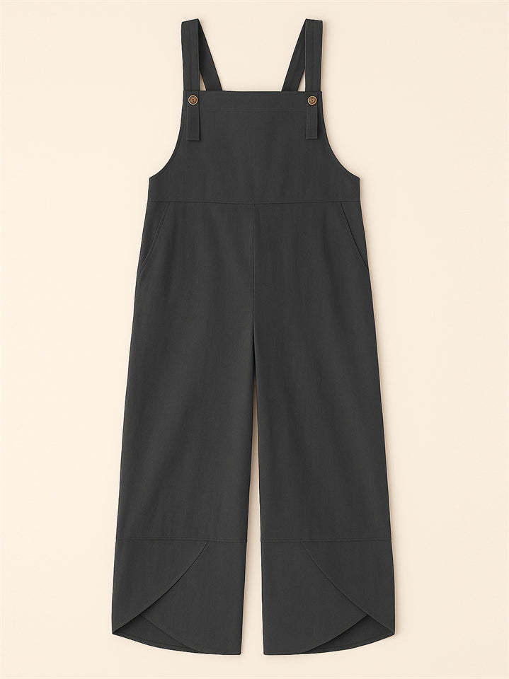 Women's Casual Solid Color Strap Dungarees Overall Cropped Jumpsuits