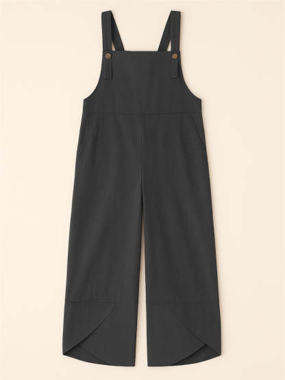 Women's Casual Solid Color Strap Dungarees Overall Cropped Jumpsuits