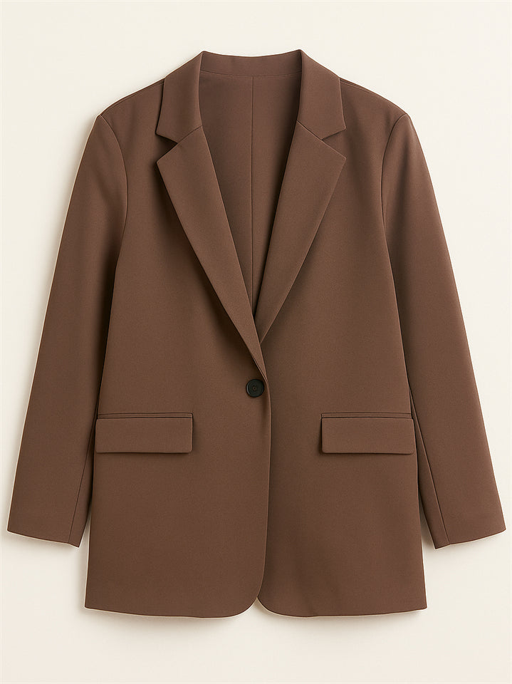 Women's Elegant Autumn Solid Color Single Breasted Suit Collar Jacket