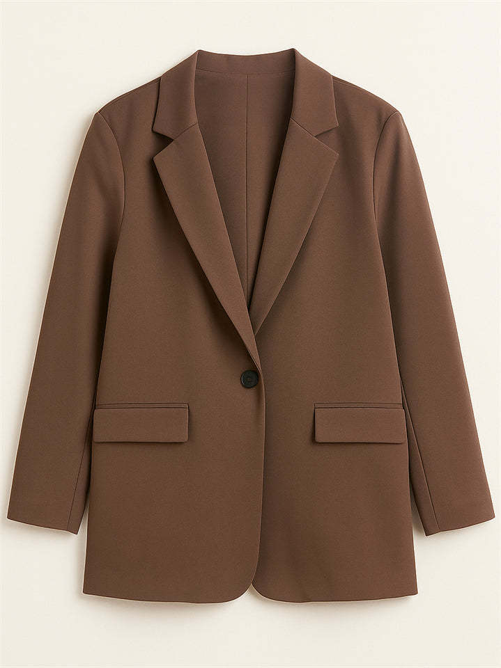 Women's Elegant Autumn Solid Color Single Breasted Suit Collar Jacket