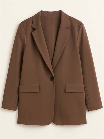Women's Elegant Autumn Solid Color Single Breasted Suit Collar Jacket