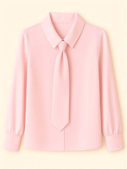 Ladies' Elegant Simple Solid Color Lapel Tie Long Sleeve Blouses