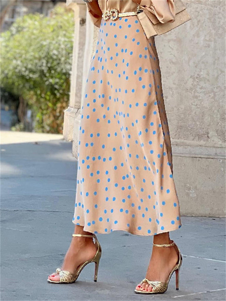 Ladies' Summer Elegant Polka Dot Print  A-Line Ankle Length Skirts