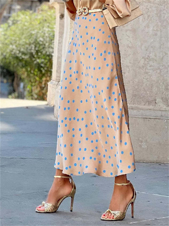 Ladies' Summer Elegant Polka Dot Print  A-Line Ankle Length Skirts