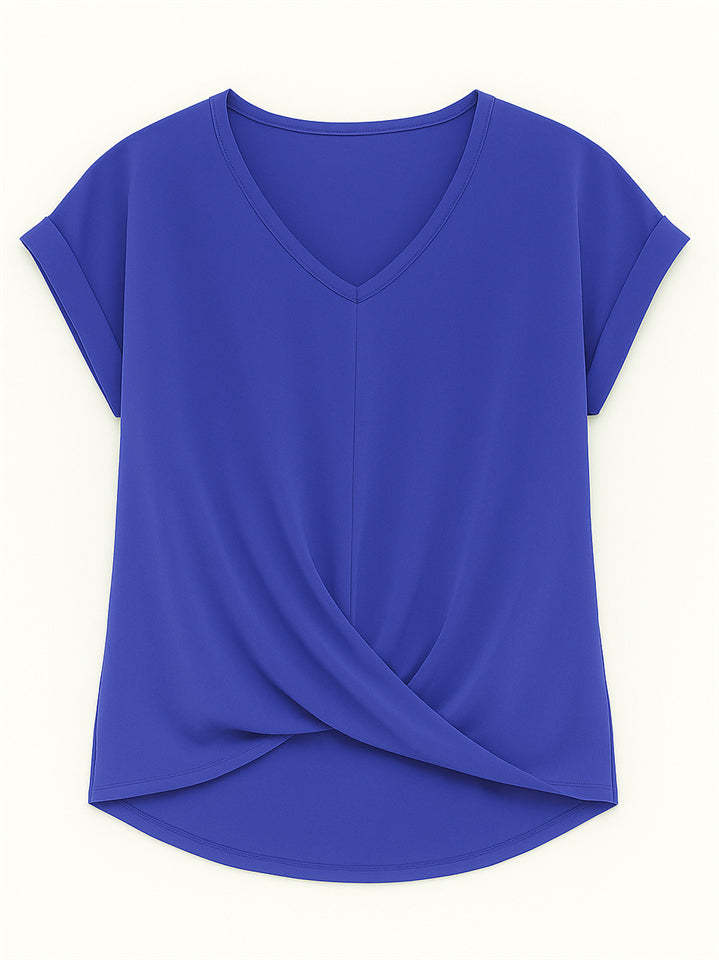 Women's Summer V Neck Simple Solid Color Short Sleeve T-Shirts