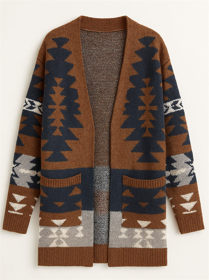 Women's Holiday Style Printed Long Sleeve Cardigan Sweaters