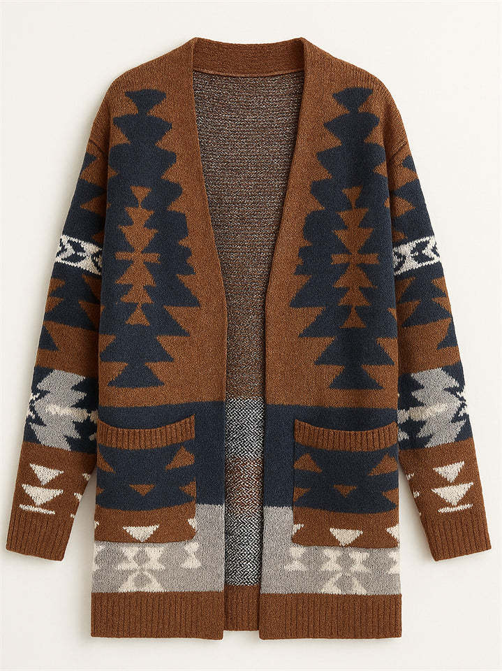 Women's Holiday Style Printed Long Sleeve Cardigan Sweaters