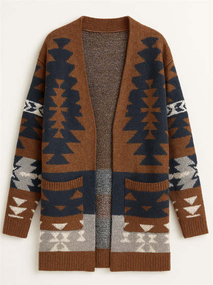 Women's Holiday Style Printed Long Sleeve Cardigan Sweaters