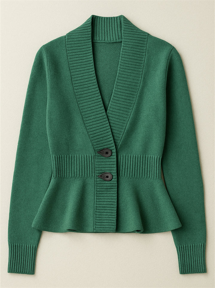 Ladies' French Style Elegant Ruffled Hem Cardigan Sweaters