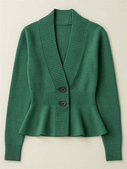 Ladies' French Style Elegant Ruffled Hem Cardigan Sweaters