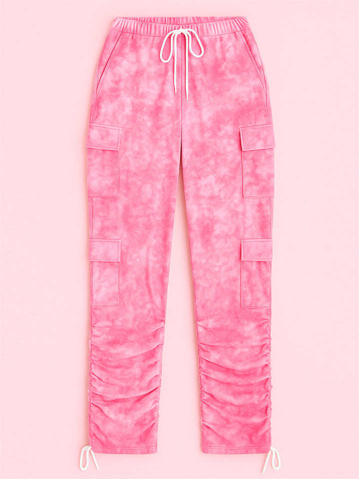 Women's Vintage Outdoor Printed Fitted Cargo Pants with Pockets