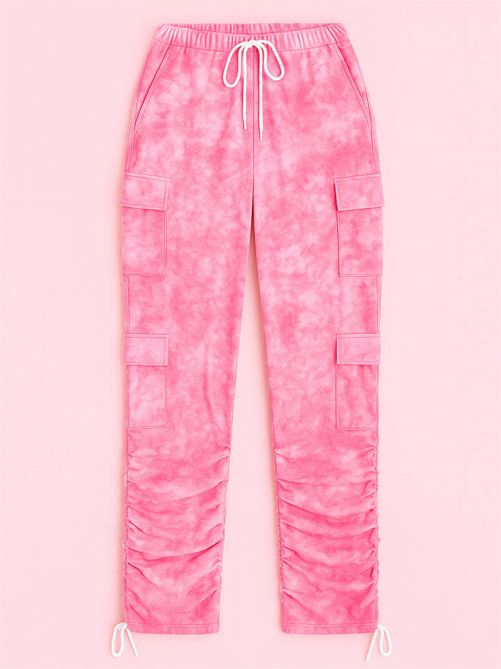 Women's Vintage Outdoor Printed Fitted Cargo Pants with Pockets