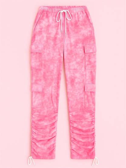 Women's Vintage Outdoor Printed Fitted Cargo Pants with Pockets