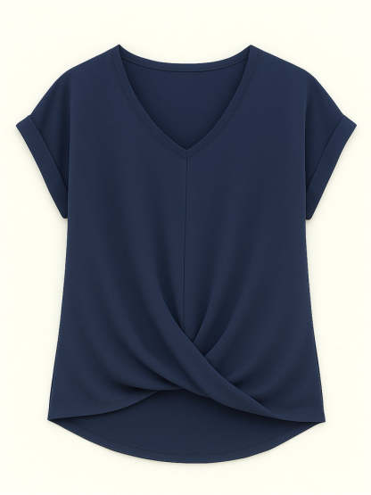 Women's Summer V Neck Simple Solid Color Short Sleeve T-Shirts