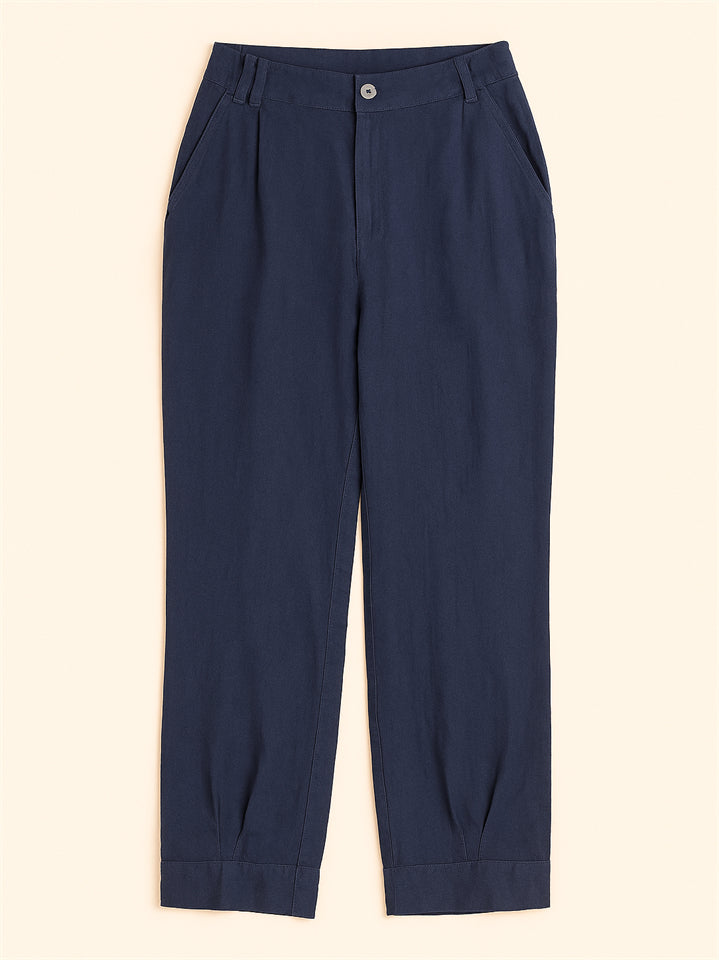 Women's Summer Casual Solid Color Pockets Cropped Pants